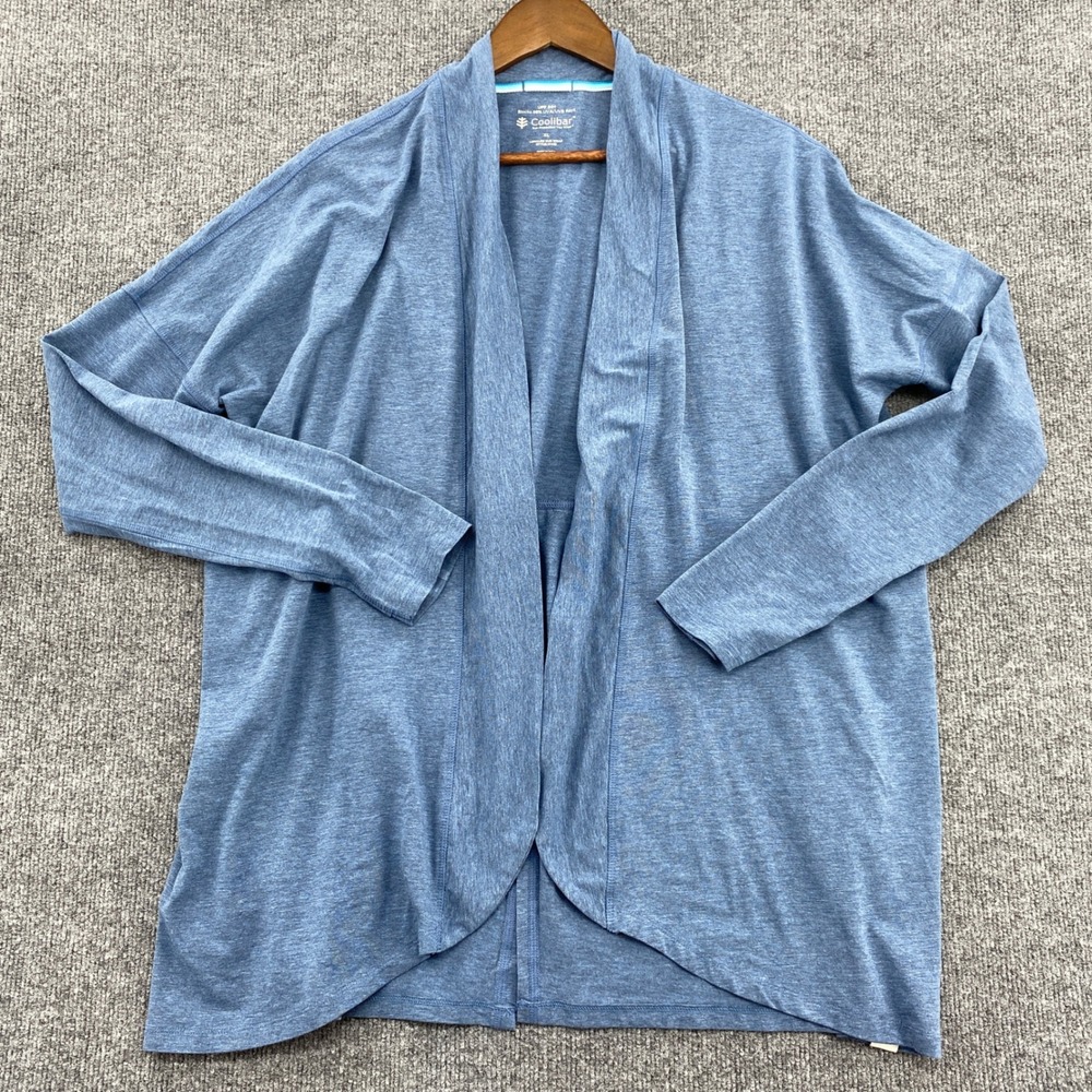 Coolibar Lumaleo Sun Wrap Women XL Blue UPF 50 Cardigan Vacation Beach Summer - Picture 2 of 11